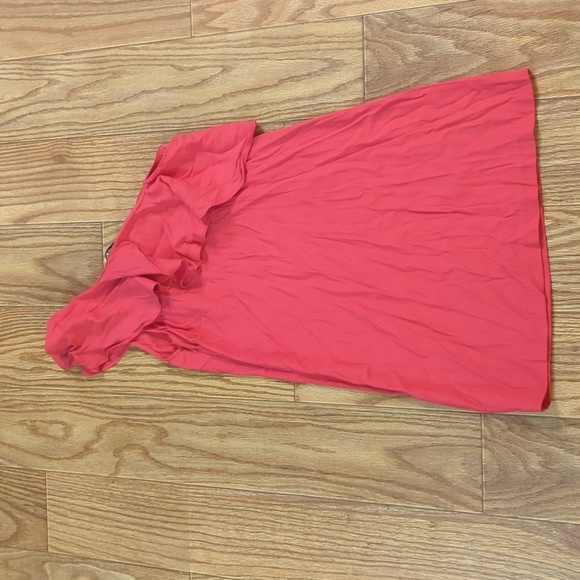 Pink one-shoulder mini dress size 2 stretch ruffle collar Barbiecore Joie - Picture 5 of 6